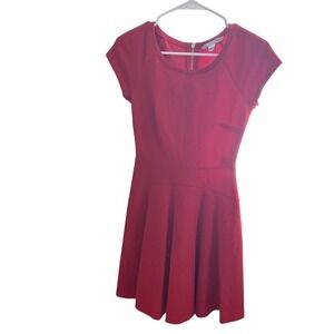 Diane von Furstenberg Red Cap Sleeve Fit and Flare Mini Dress Size 0 Exposed Zip